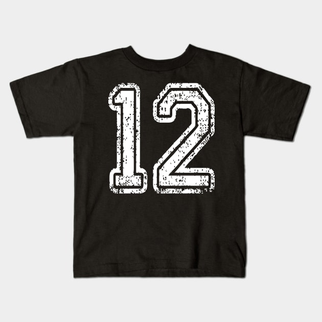 Number 12 Grungy in white Kids T-Shirt by Sterling